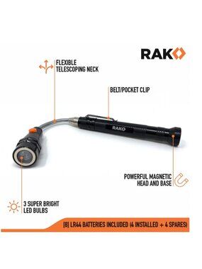RAK MAGNETIC LED UTILITY LIGHT-COMPACT HANDS FREE -WORK LIGHT